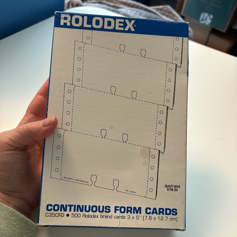 VTG 1992 500 Rolodex Continuous Form Cards 3" x 5" - Open Box